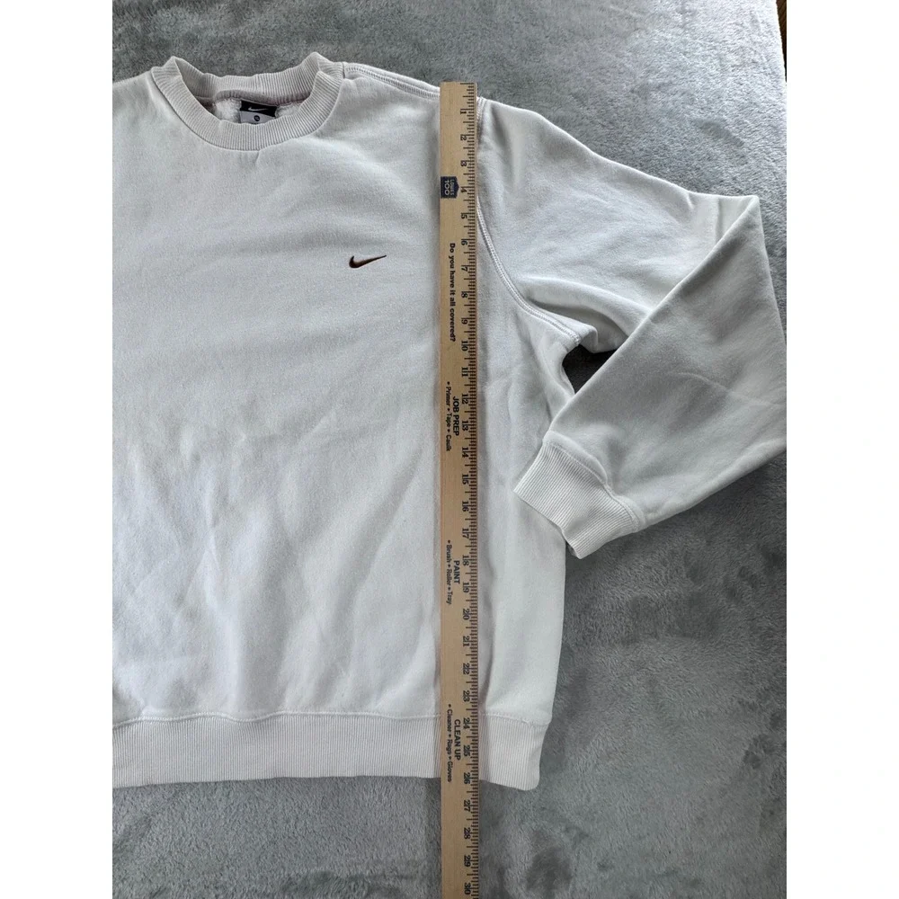 Nike Sweatshirt Mens XL White Mini Swoosh Crewneck Y2K Streetwear Pullover Boxy‎